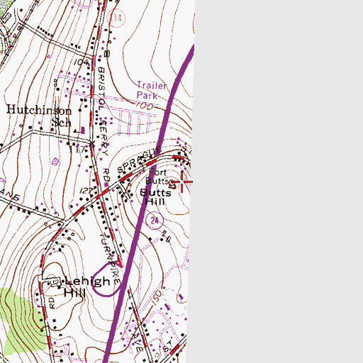 Topographic Map of Fort Butts, RI