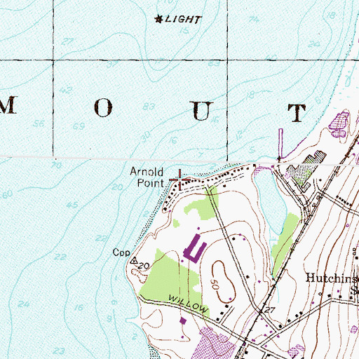 Topographic Map of Arnold Point, RI