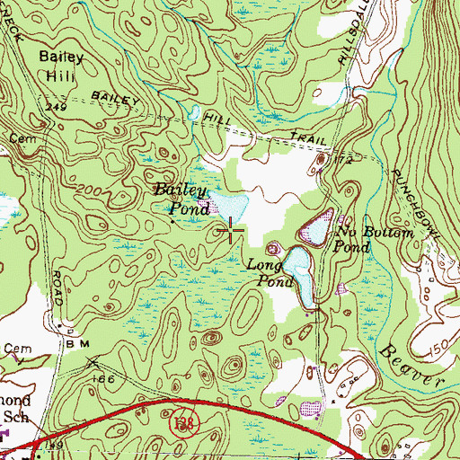 Topographic Map of Bailey Hill, RI
