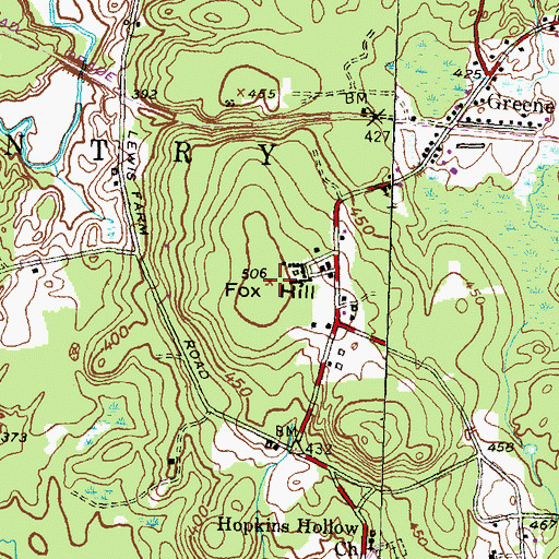 Topographic Map of Fox Hill, RI