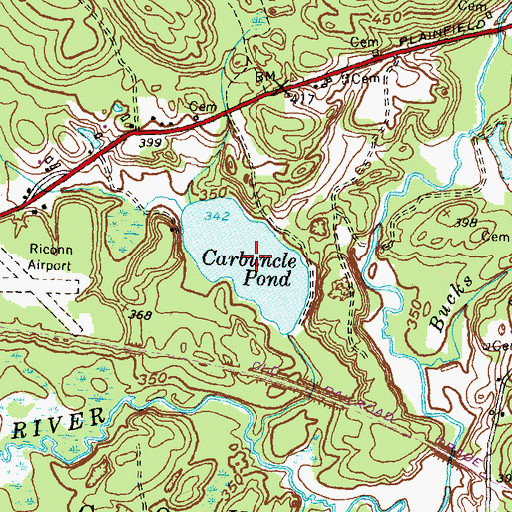 Topographic Map of Carbuncle Pond, RI