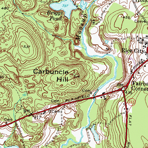 Topographic Map of Carbuncle Hill, RI