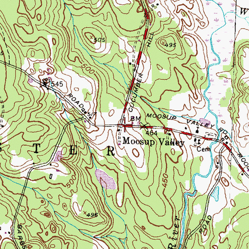 Topographic Map of Moosup Valley, RI