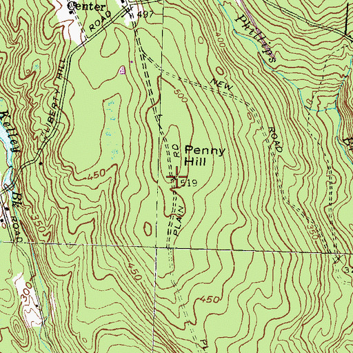 Topographic Map of Penny Hill, RI