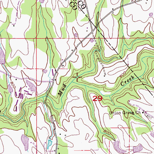 Topographic Map of Little Mud Creek, AL