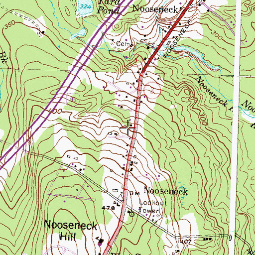 Topographic Map of Nooseneck, RI