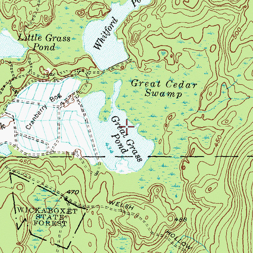 Topographic Map of Great Grass Pond, RI