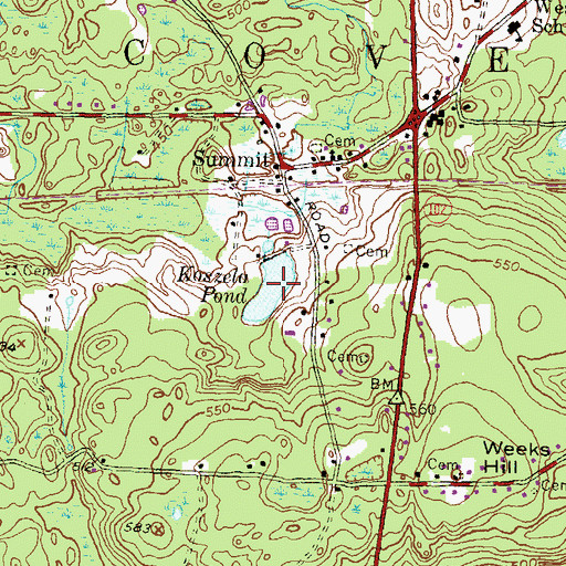 Topographic Map of Koszela Pond, RI