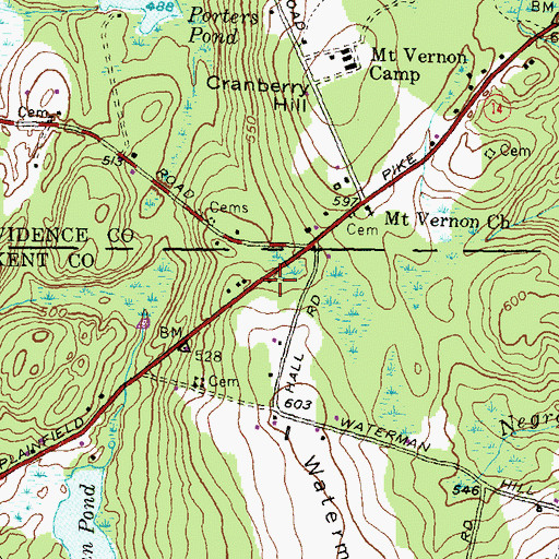 Topographic Map of Waterman Hill, RI