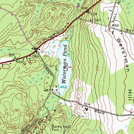 Topographic Map of Waterman Pond, RI