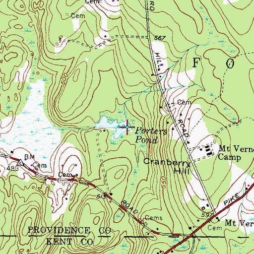 Topographic Map of Porters Pond, RI