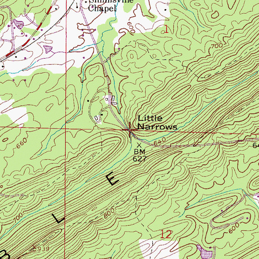 Topographic Map of Little Narrows, AL