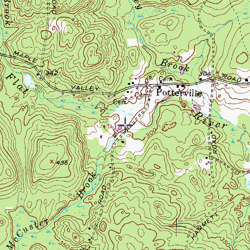 Topographic Map of McCuster Brook, RI