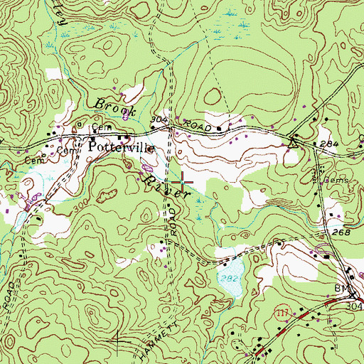 Topographic Map of Whaley Brook, RI
