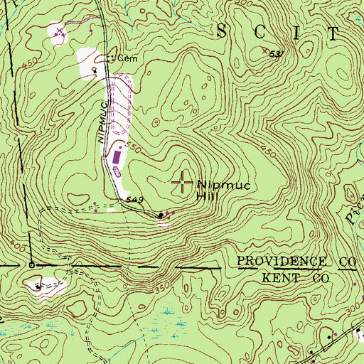 Topographic Map of Nipmuc Hill, RI