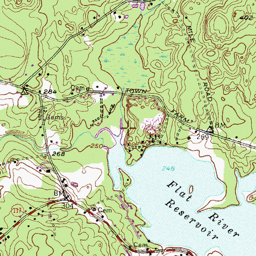 Topographic Map of Pierce Brook, RI