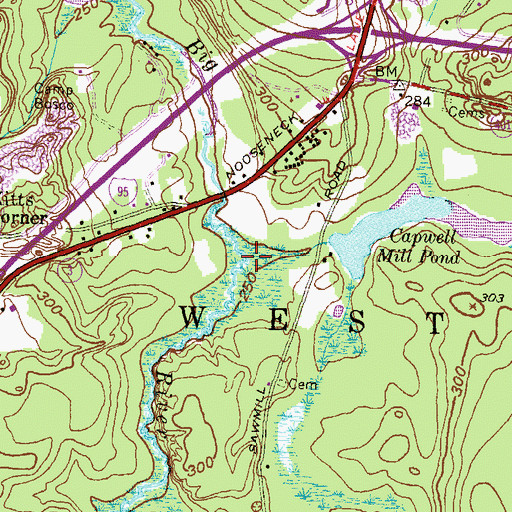 Topographic Map of Carr River, RI