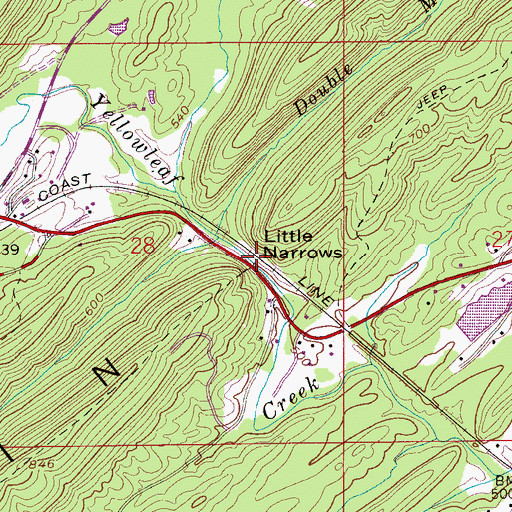Topographic Map of Little Narrows, AL