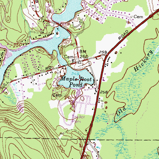 Topographic Map of Maple Root Pond, RI