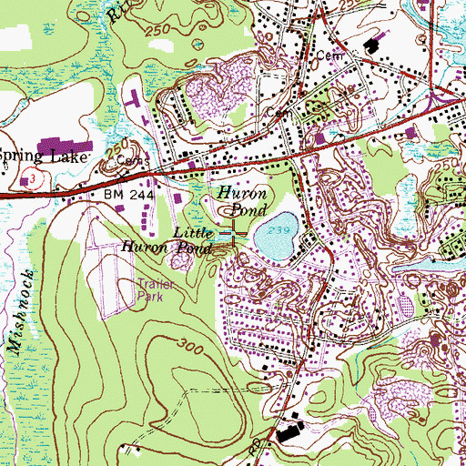 Topographic Map of Little Huron Pond, RI