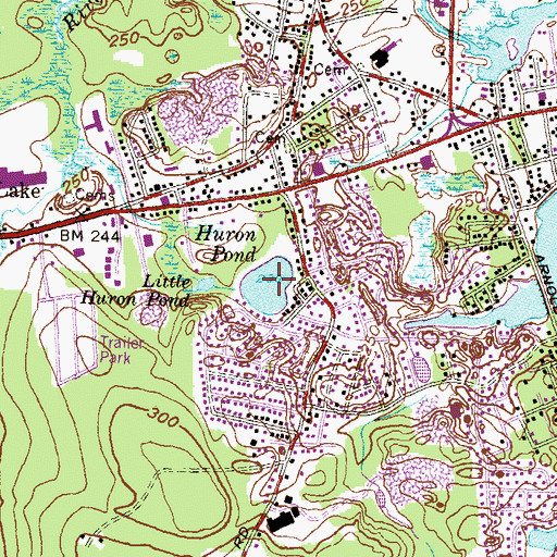 Topographic Map of Huron Pond, RI