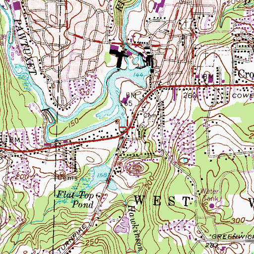 Topographic Map of Hawkinson Brook, RI