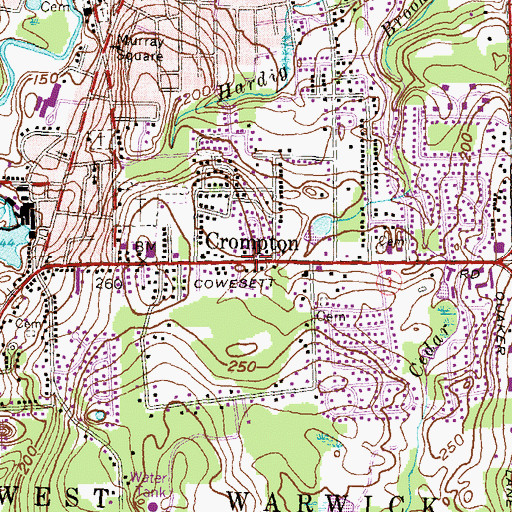Topographic Map of Crompton, RI
