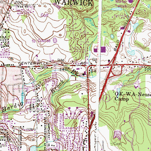 Topographic Map of Cedar Brook, RI