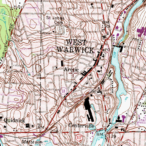 Topographic Map of Arctic, RI