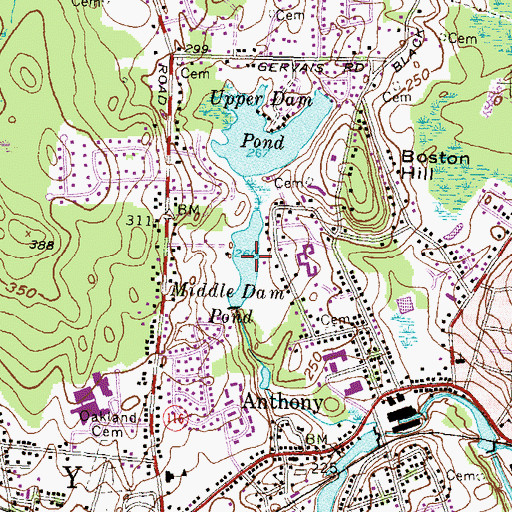 Topographic Map of Middle Dam Pond, RI