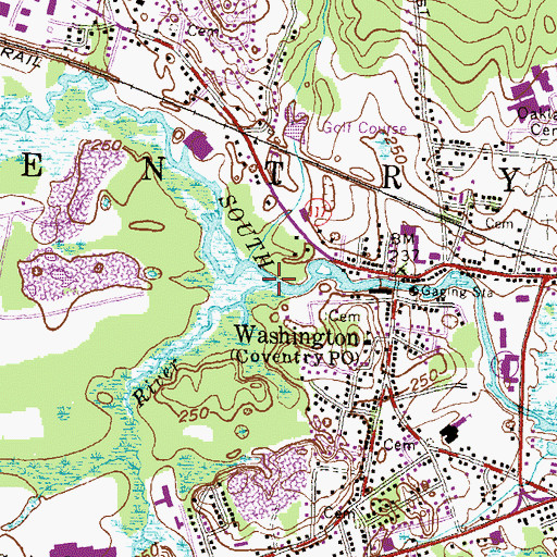 Topographic Map of Mishnock River, RI