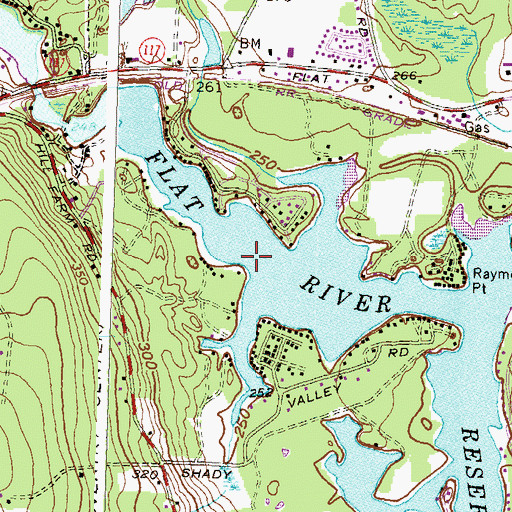 Topographic Map of Flat River Reservoir, RI
