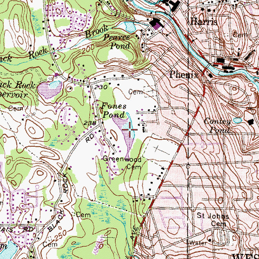 Topographic Map of Fones Pond, RI