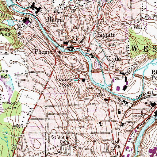 Topographic Map of Conley Pond, RI