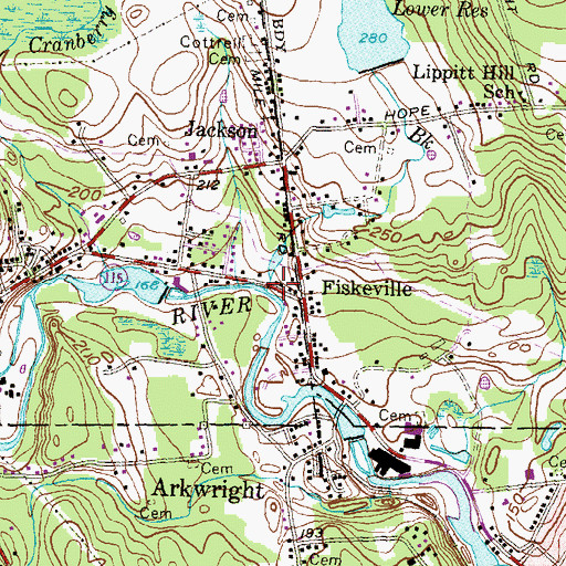 Topographic Map of Clarke Brook, RI