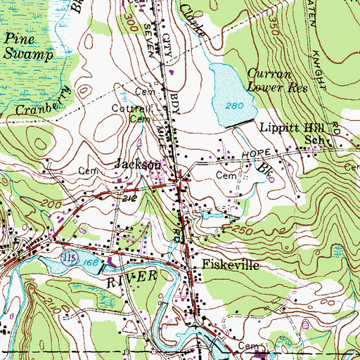 Topographic Map of Jackson, RI
