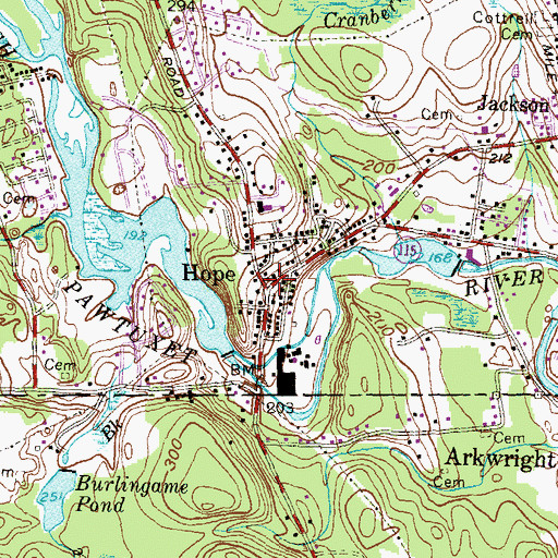 Topographic Map of Hope, RI