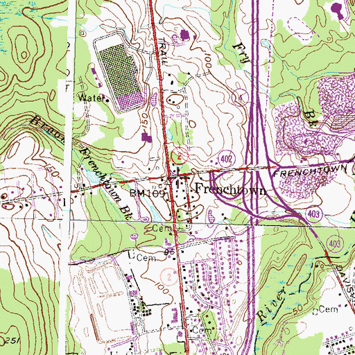 Topographic Map of Frenchtown, RI