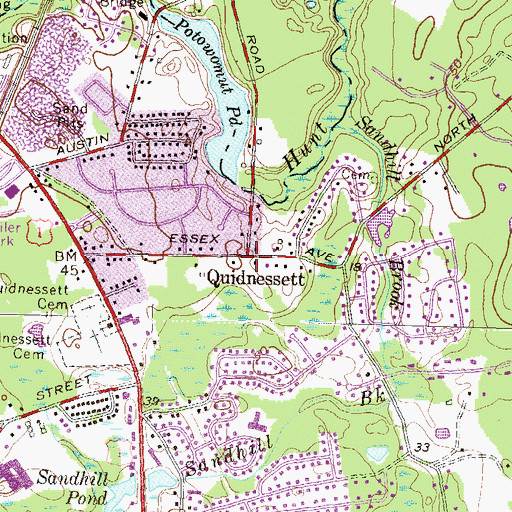 Topographic Map of Quidnessett, RI