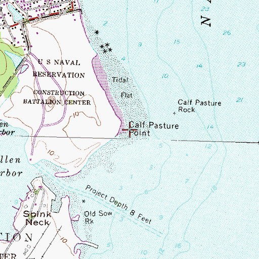 Topographic Map of Calf Pasture Point, RI