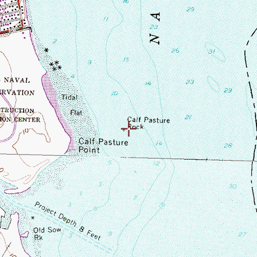 Topographic Map of Calf Pasture Rock, RI