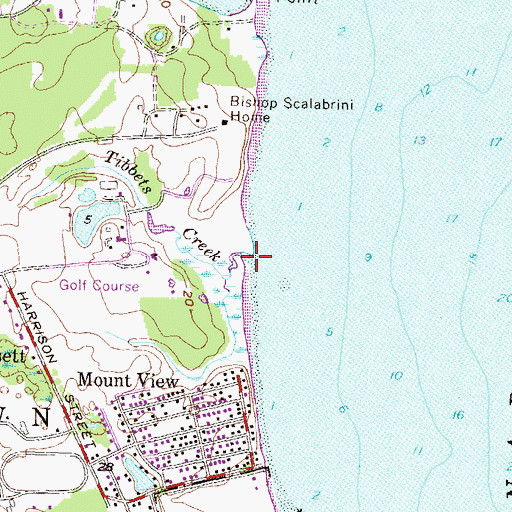 Topographic Map of Tibbets Creek, RI