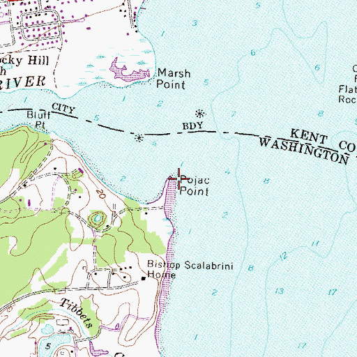 Topographic Map of Pojac Point, RI