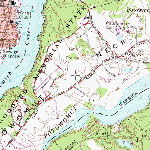 Topographic Map of Potowomut Neck, RI