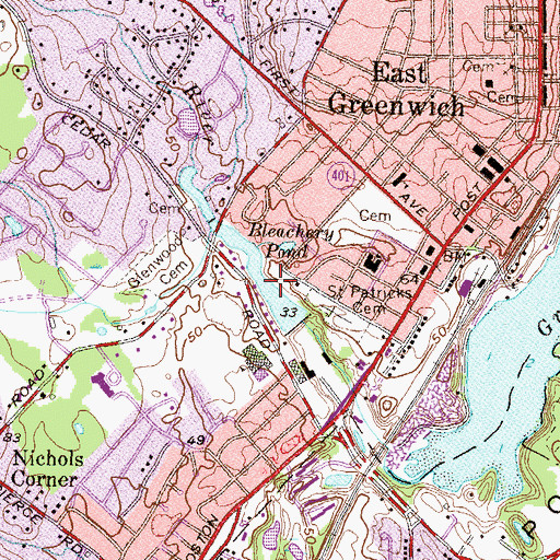 Topographic Map of Bleachery Pond, RI