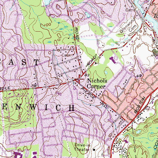 Topographic Map of Nichols Corner, RI