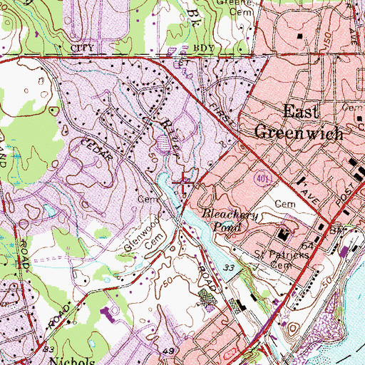 Topographic Map of Dark Entry Brook, RI