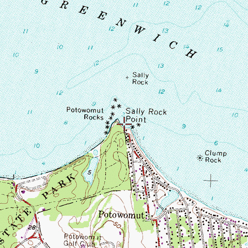 Topographic Map of Sally Rock Point, RI