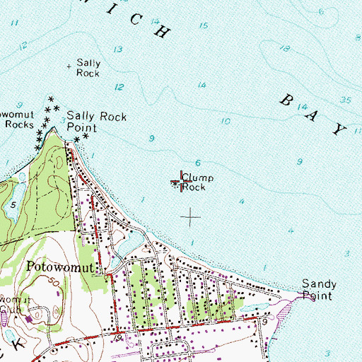 Topographic Map of Clump Rock, RI