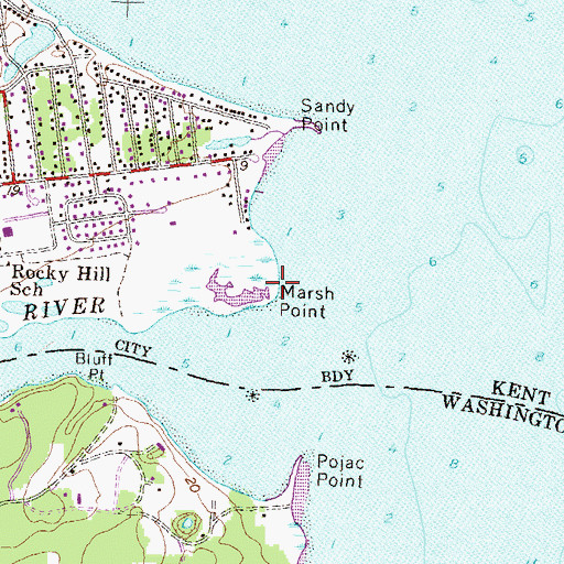 Topographic Map of Marsh Point, RI